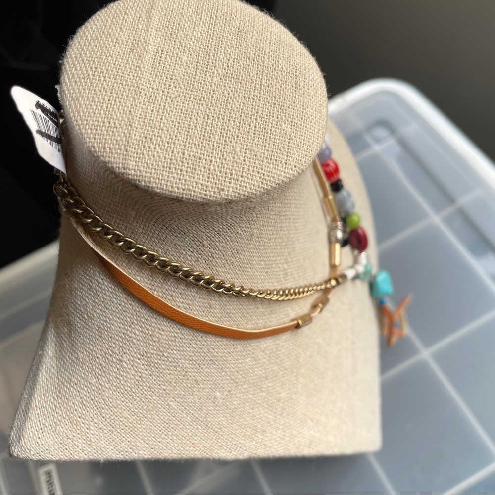 Colorful Beaded Lariat Layered Necklace with Turquoise & Silver Charms - Picture 2 of 16